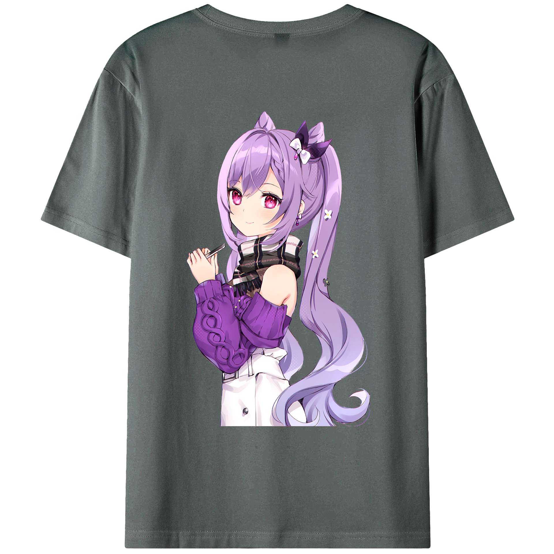 げんし神 刻晴 こくせい genshin Kokusei 綿100％ メンズ半袖Tシャツ（バックプリント） 通気性
